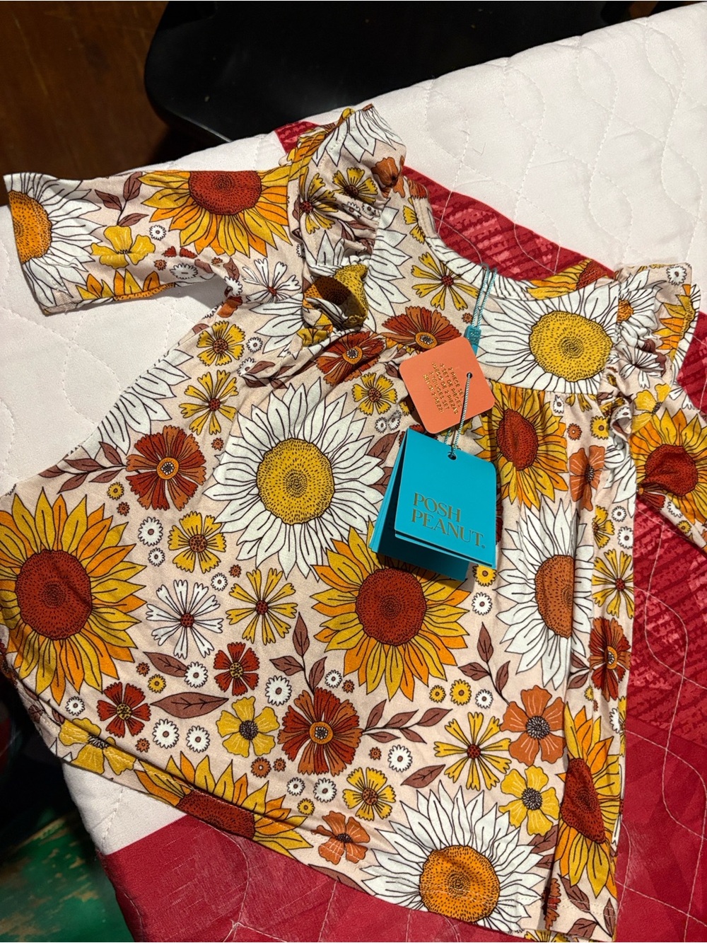 Posh Peanut White, Yellow & Orange Sunflower Dress